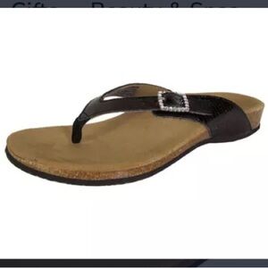 Vionic Womens 'Isabeal' Toe Post Slides 9 black rhinestone, buckle, comf…